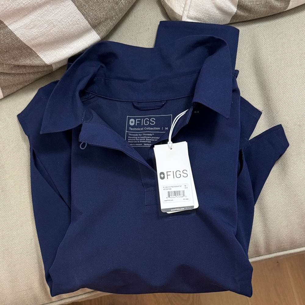 Figs Nala Longsleeve ScrubPolo - Navy